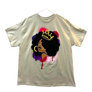 Sugar Flower Womens Graphic T-Shirt 2X Beige Cotton Casual Streetwear